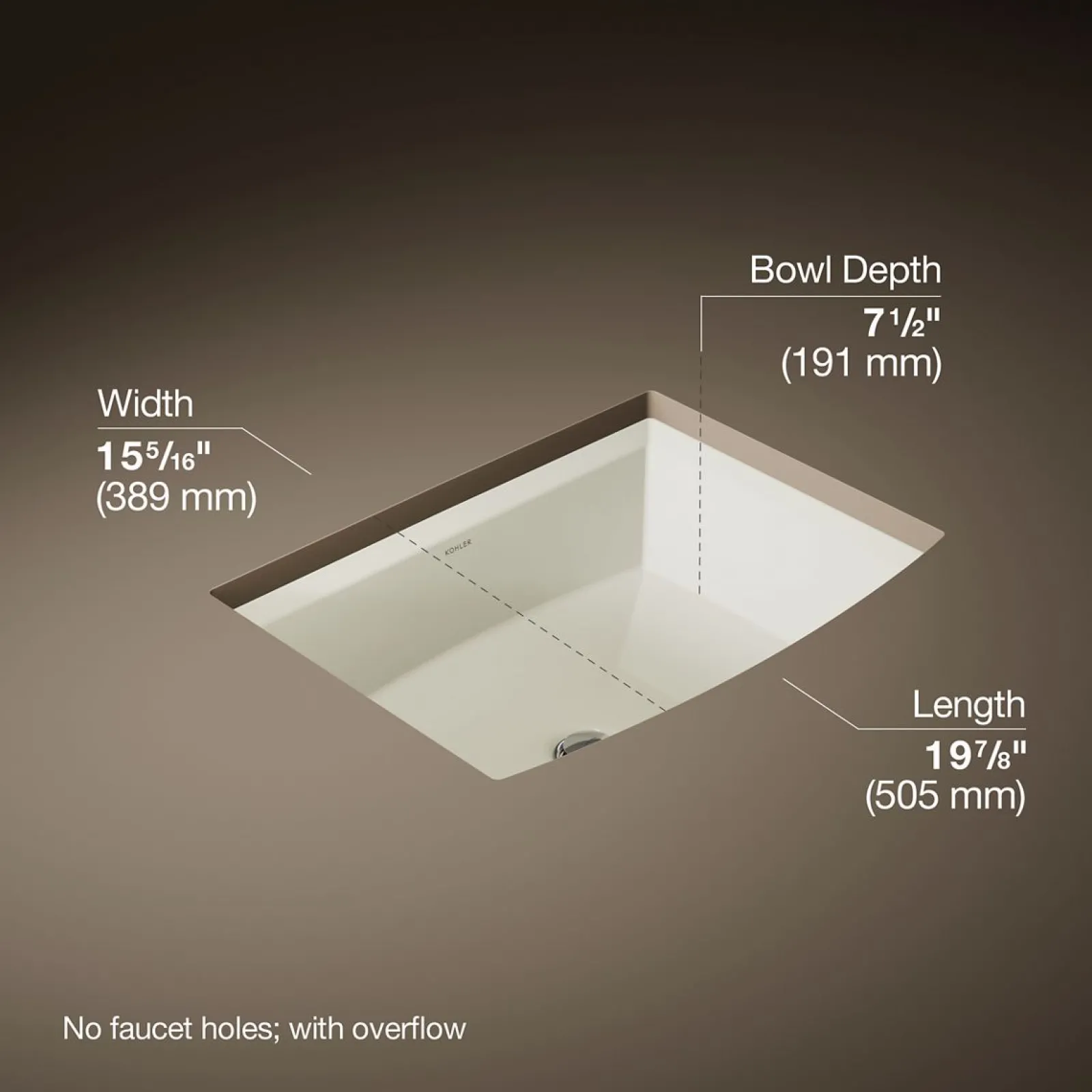 20" rectangular undermount bathroom sink^Kohler Clearance