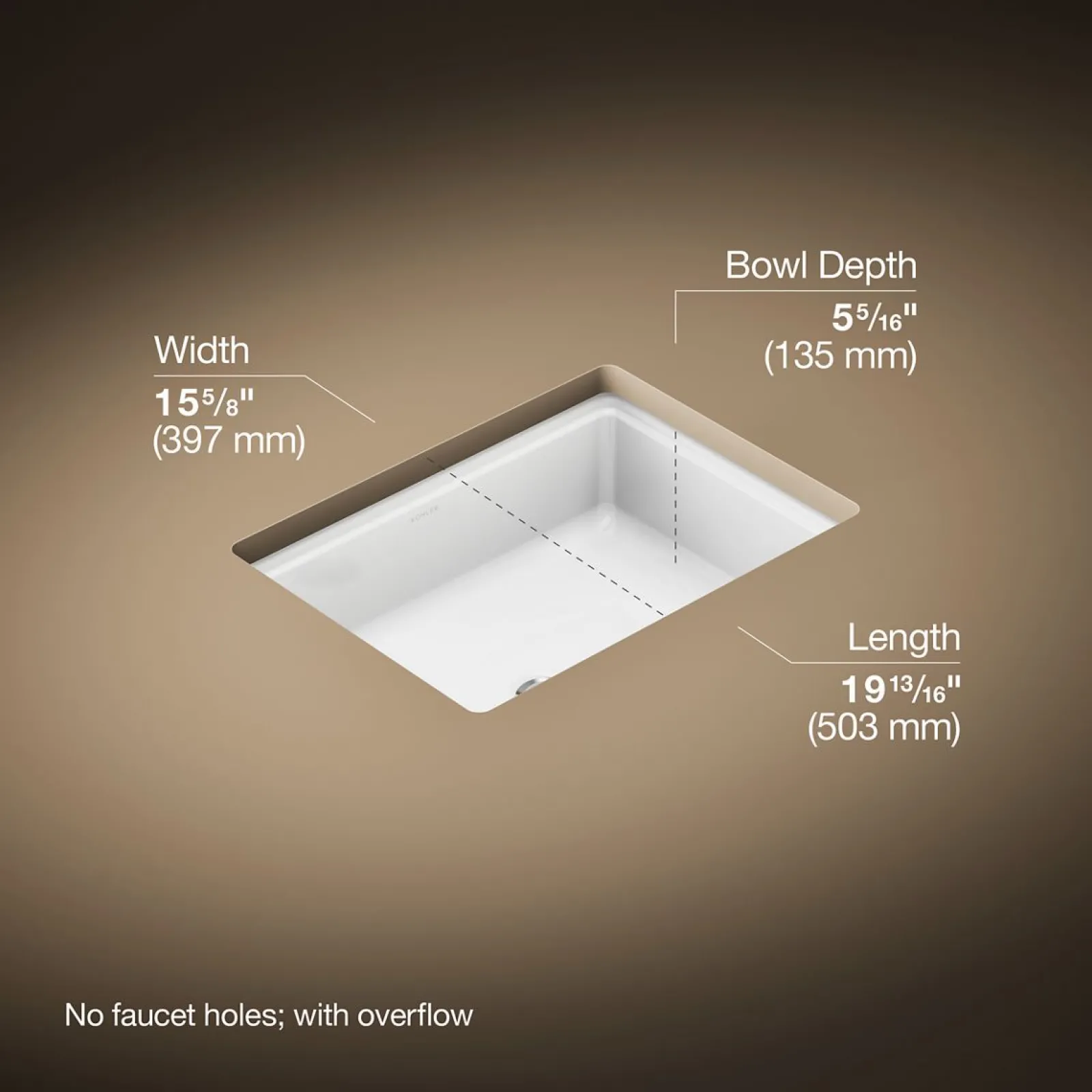 19-13/16" rectangular undermount bathroom sink^Kohler Clearance