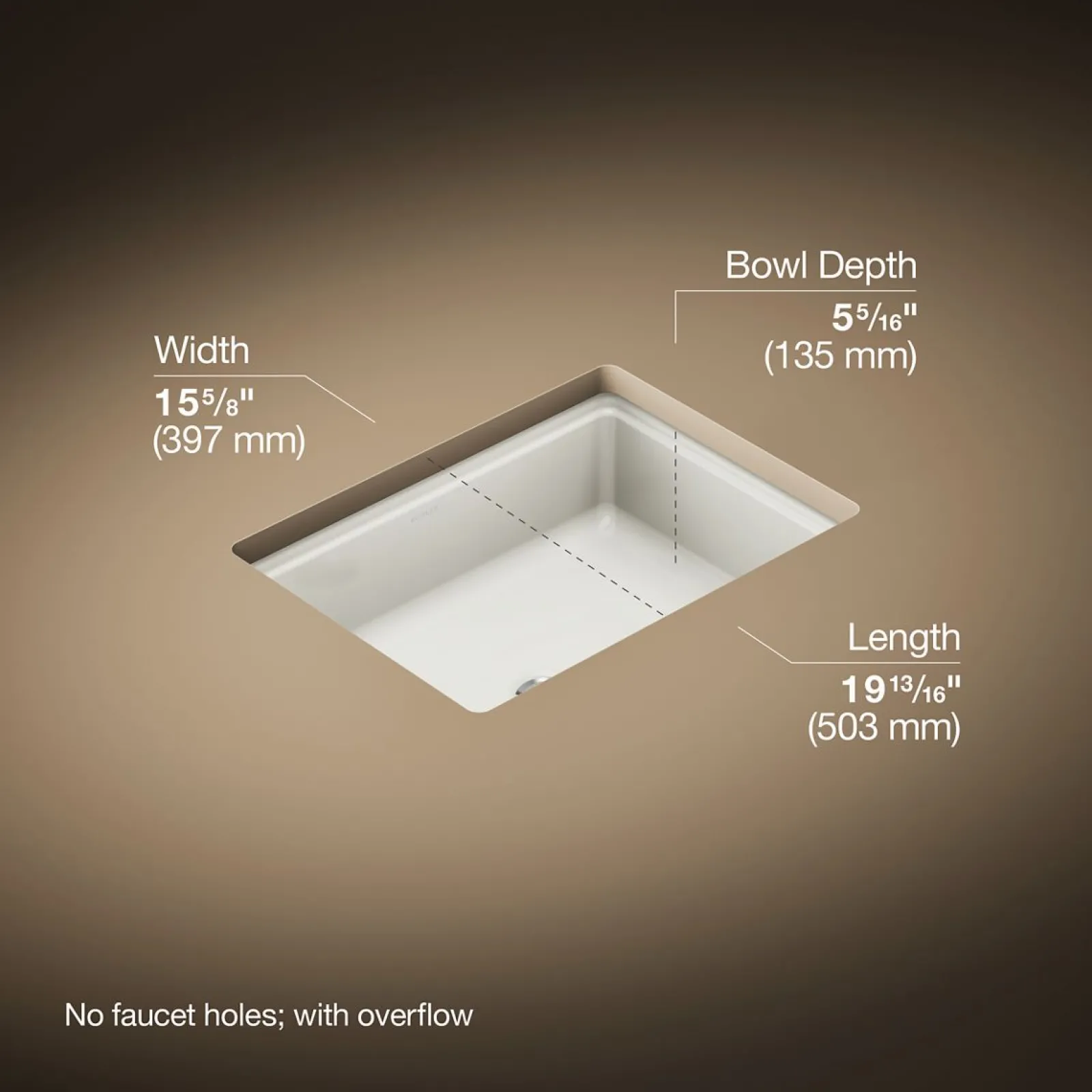 19-13/16" rectangular undermount bathroom sink^Kohler Clearance