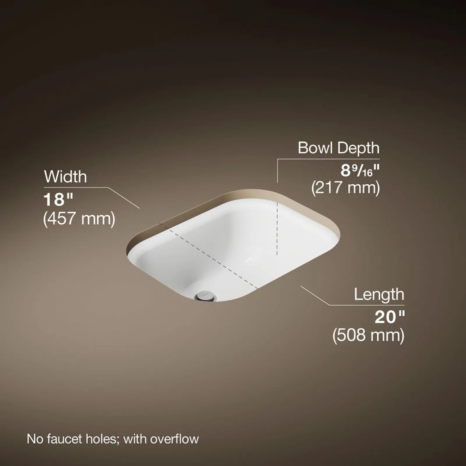20" rectangular undermount bathroom sink^Kohler New