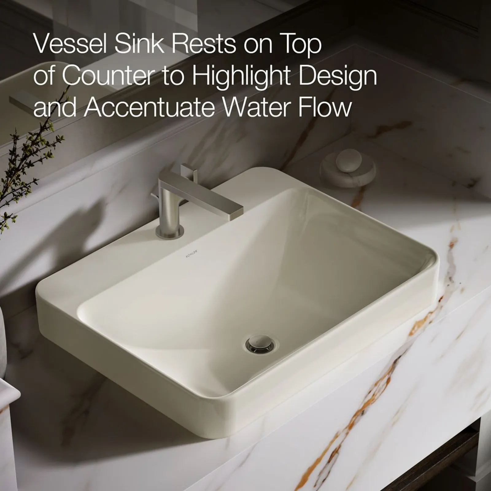 23" rectangular vessel bathroom sink^Kohler Hot