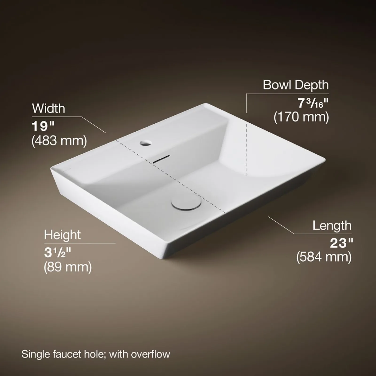 23" rectangular vessel bathroom sink^Kohler Sale