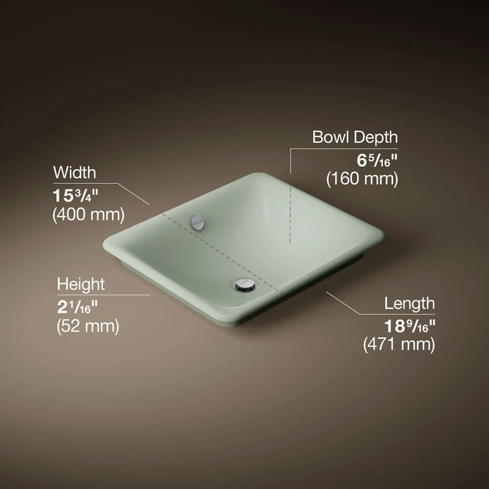18-1/2" rectangular vessel bathroom sink^Kohler Sale