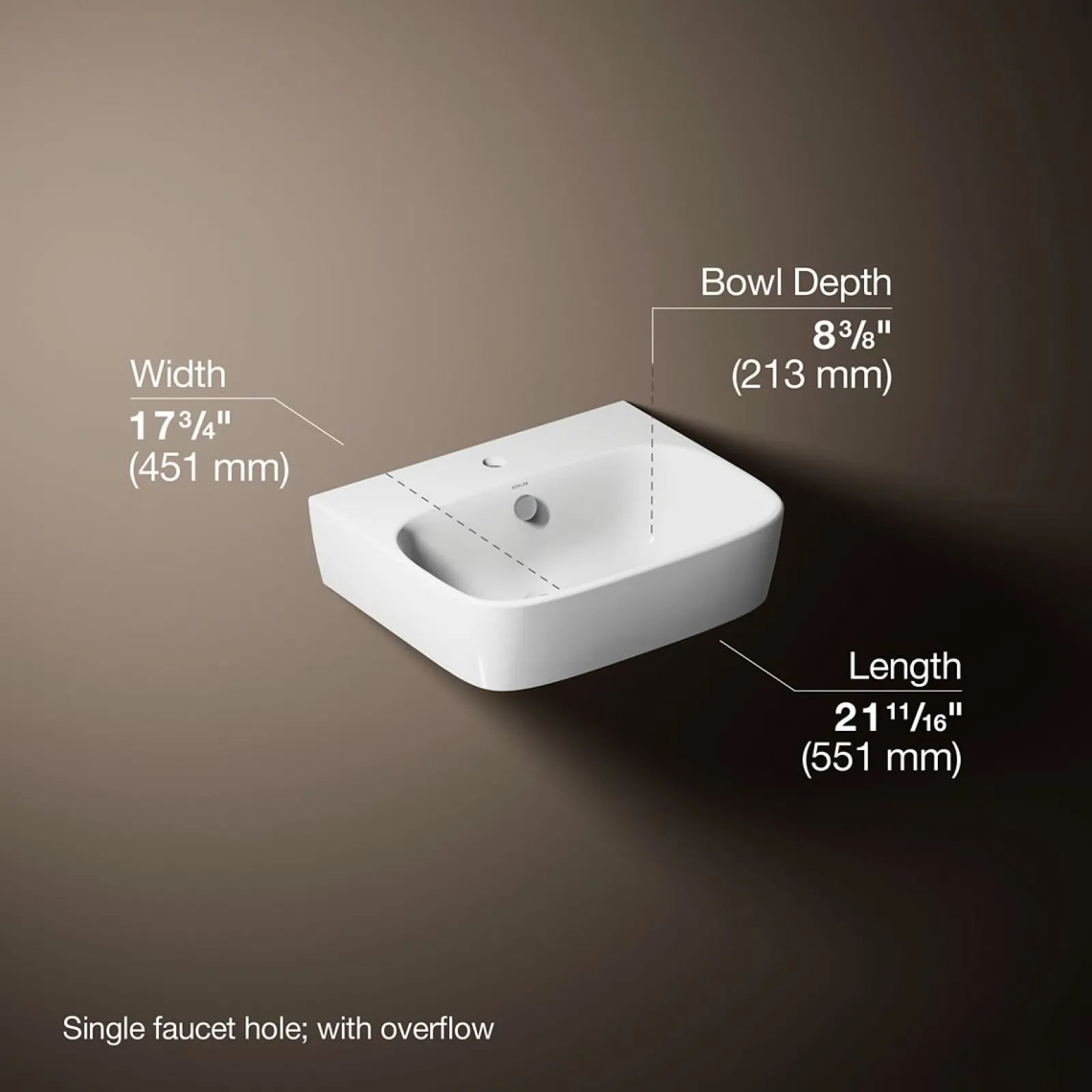 21-3/4" rectangular wall-mount bathroom sink^Kohler Discount