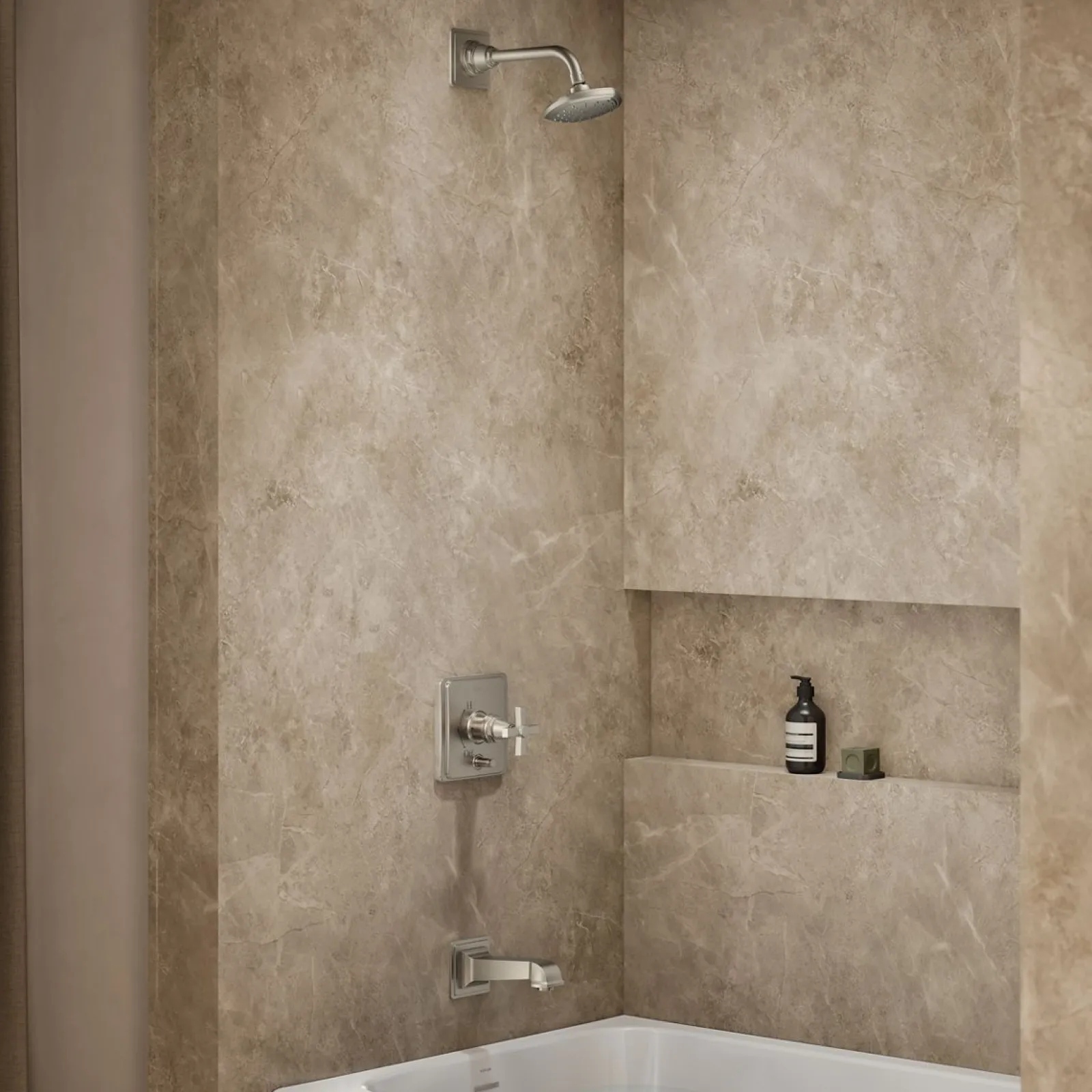 Rite-Temp® bath and shower trim kit with push-button diverter and cross handle, without showerhead^Kohler Sale