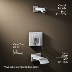 Rite-Temp® bath and shower trim kit with push-button diverter, without showerhead^Kohler Outlet