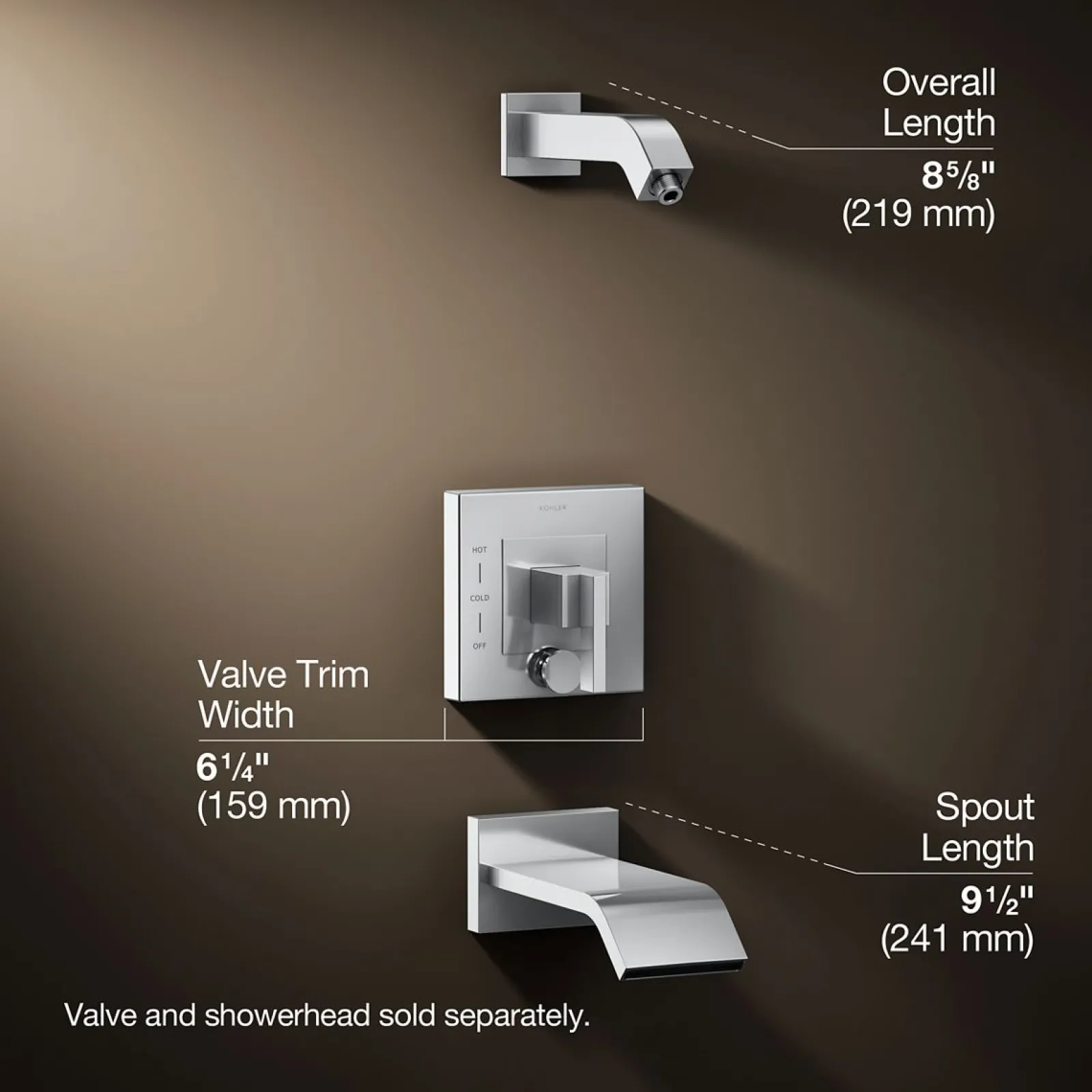Rite-Temp® bath and shower trim kit with push-button diverter, without showerhead^Kohler Outlet