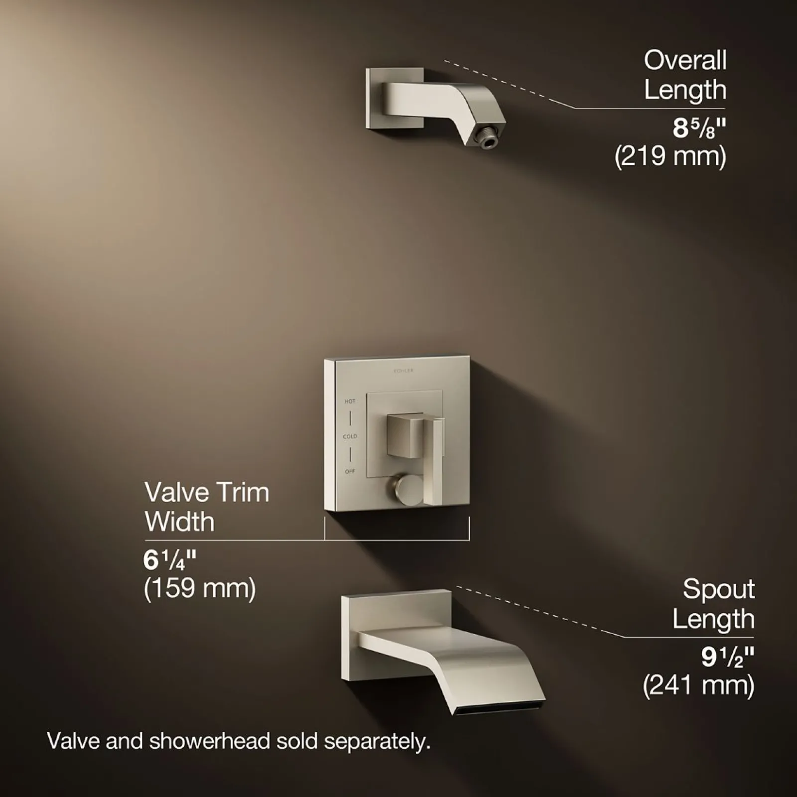 Rite-Temp® bath and shower trim kit with push-button diverter, without showerhead^Kohler Outlet