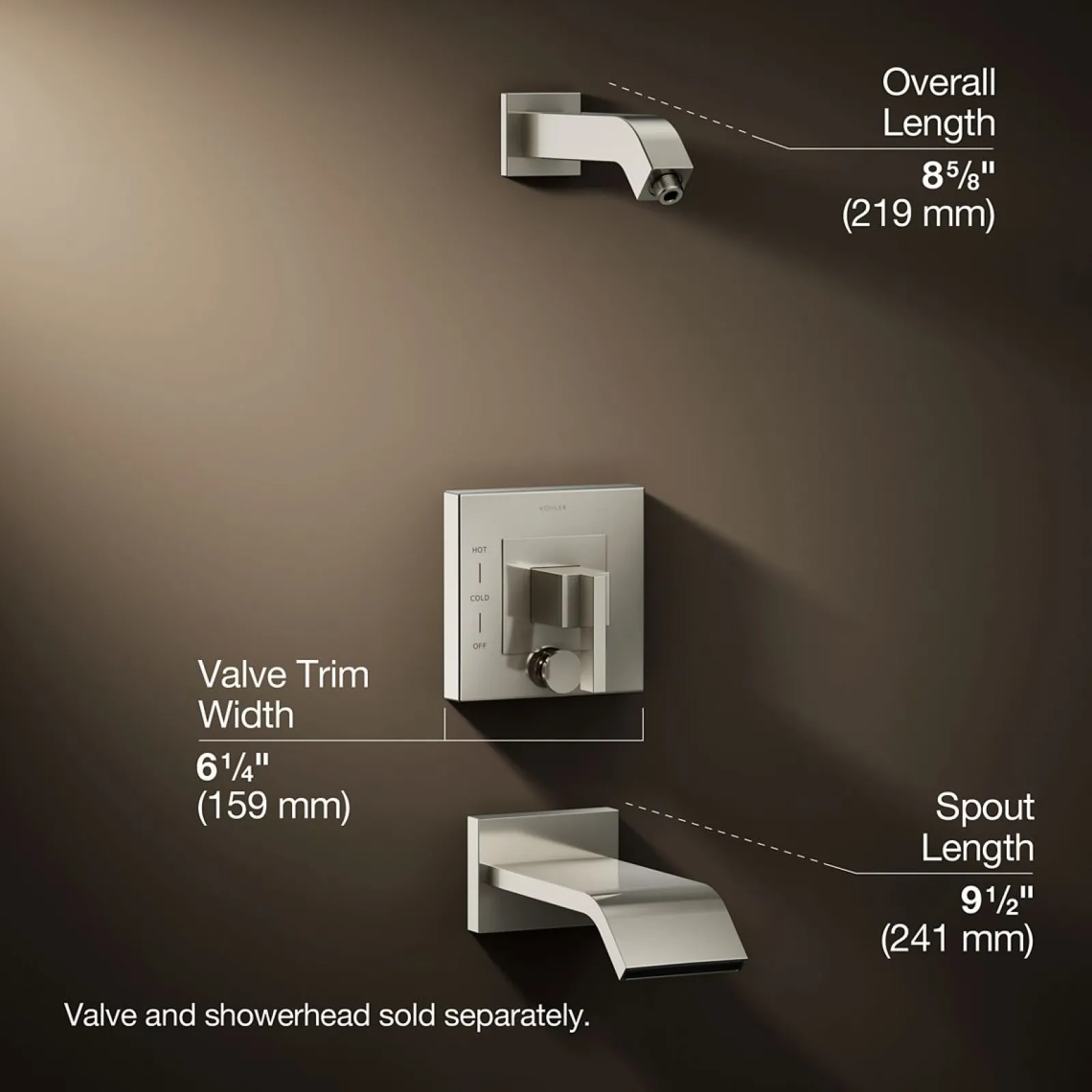 Rite-Temp® bath and shower trim kit with push-button diverter, without showerhead^Kohler Outlet
