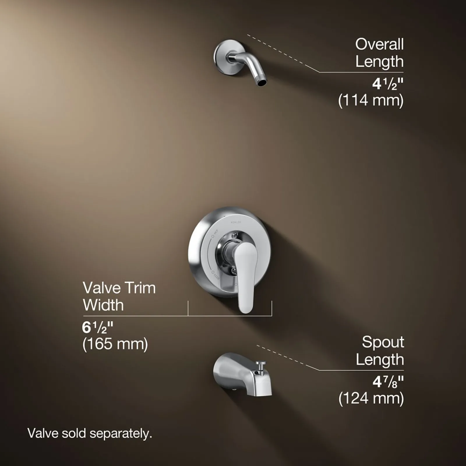 Rite-Temp® bath and shower trim kit, without showerhead^Kohler Hot