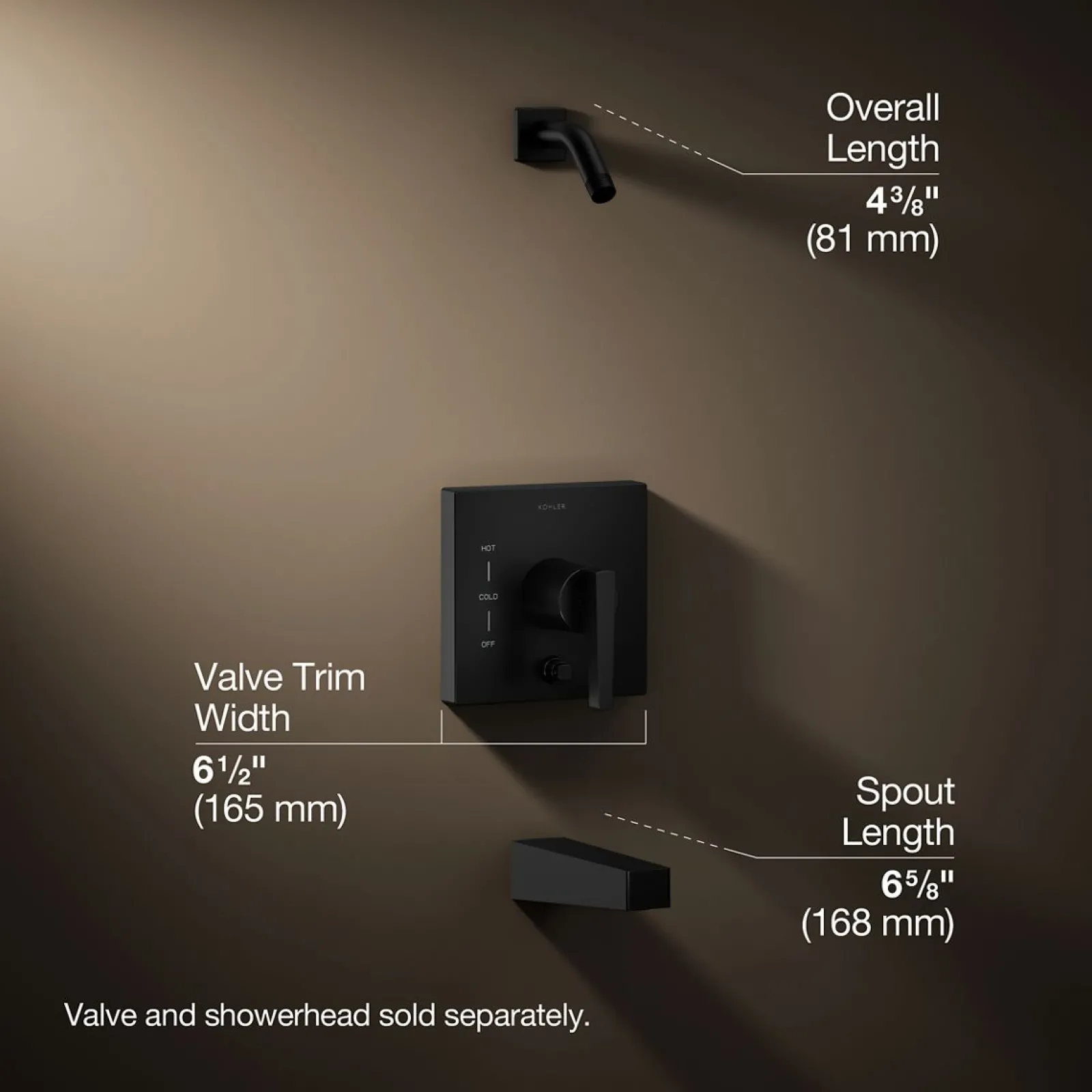 Rite-Temp® bath and shower trim kit with push-button diverter, without showerhead^Kohler New