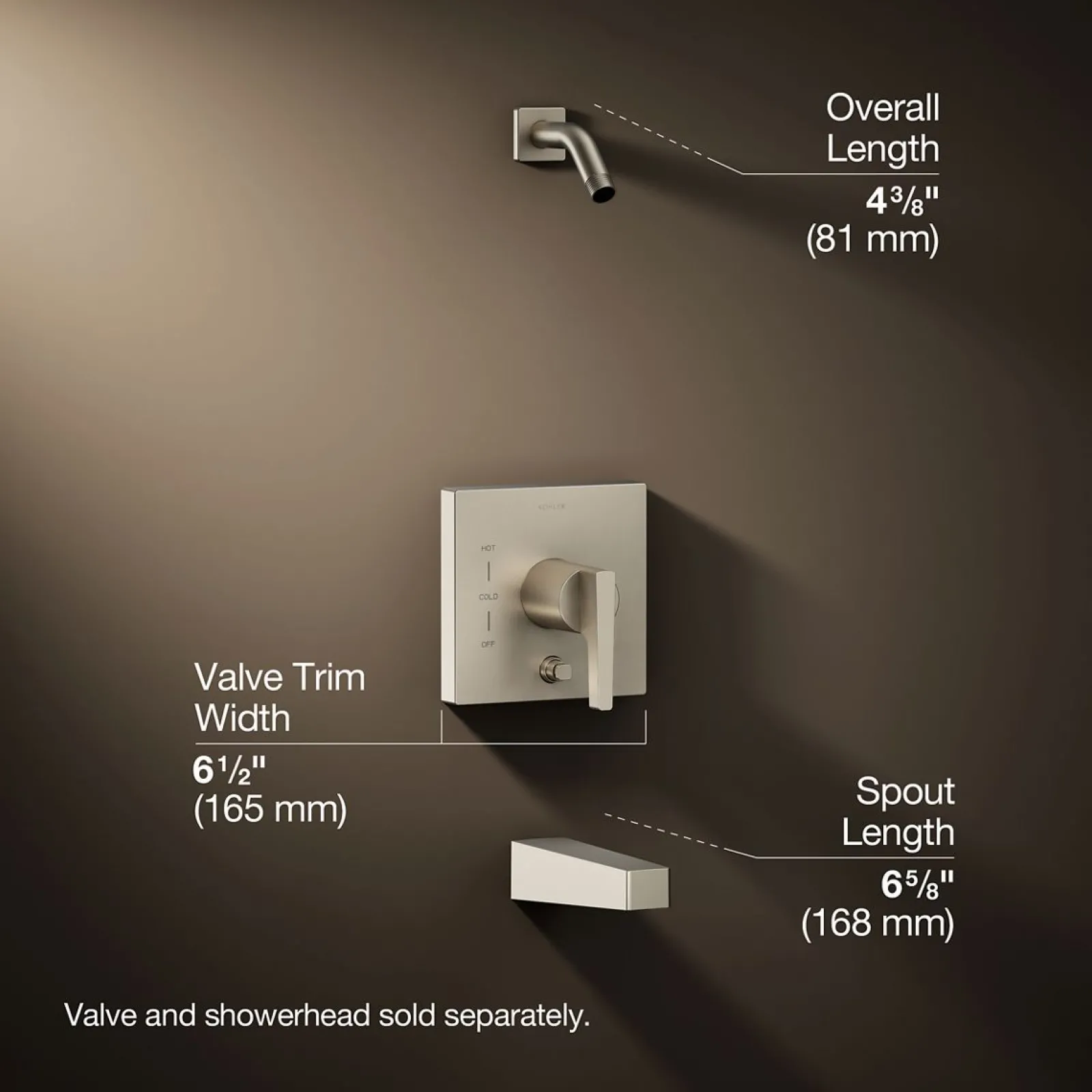 Rite-Temp® bath and shower trim kit with push-button diverter, without showerhead^Kohler New