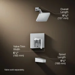 Rite-Temp® bath and shower trim kit with push-button diverter, 2.5 gpm^Kohler Hot