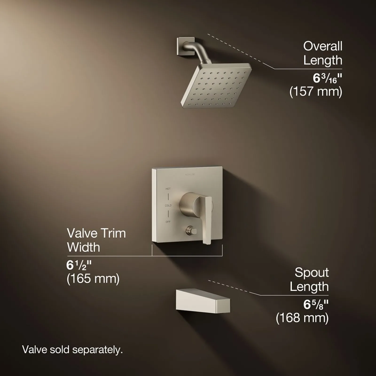 Rite-Temp® bath and shower trim kit with push-button diverter, 2.5 gpm^Kohler Hot