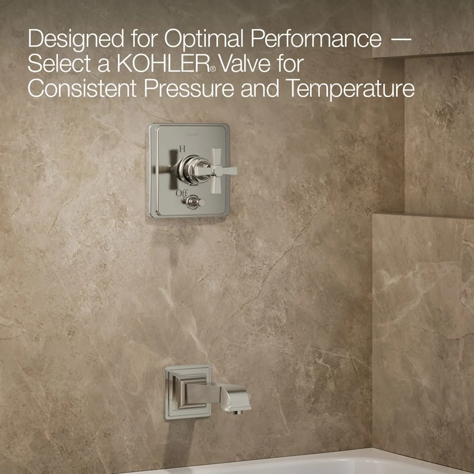 Rite-Temp® bath and shower trim kit with push-button diverter and cross handle, 2.5 gpm^Kohler Best