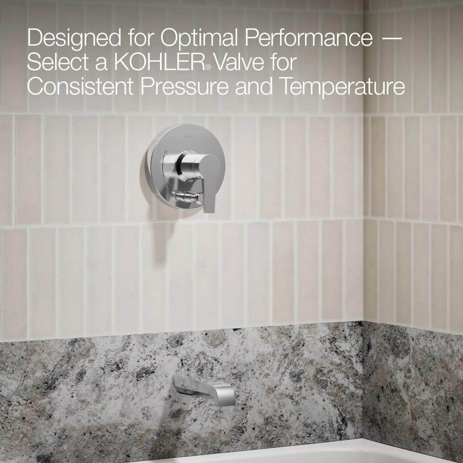 Rite-Temp® bath and shower trim kit with push-button diverter, without showerhead^Kohler New