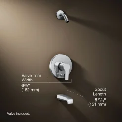 Rite-Temp® bath and shower trim kit with push-button diverter, without showerhead^Kohler New