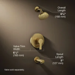 Rite-Temp® bath and shower trim kit with push-button diverter, 1.5 gpm^Kohler Hot