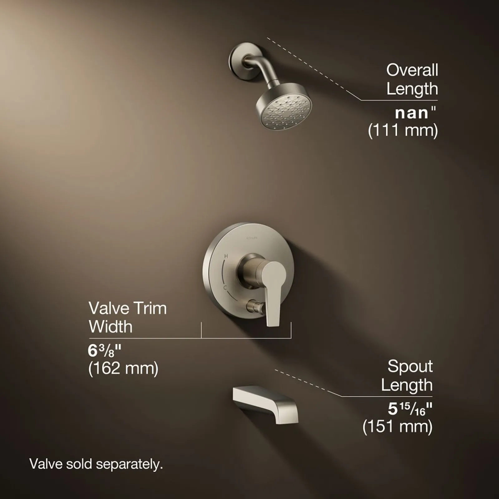 Rite-Temp® bath and shower trim kit with push-button diverter and lever handle, 2.5 gpm^Kohler Best