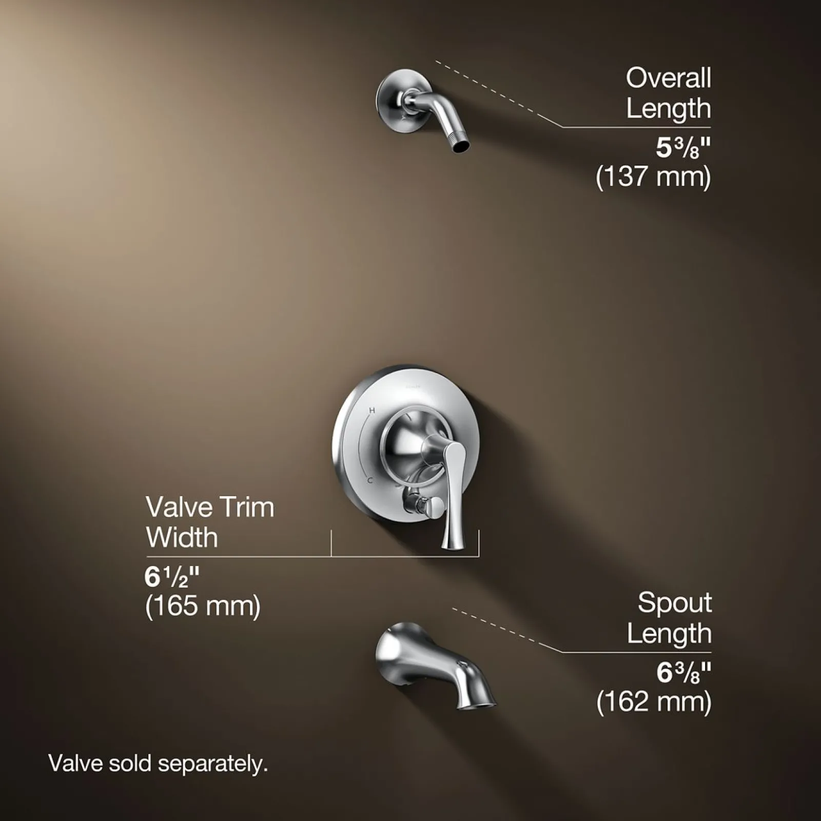 Rite-Temp® bath and shower trim kit with push-button diverter, without showerhead^Kohler Clearance