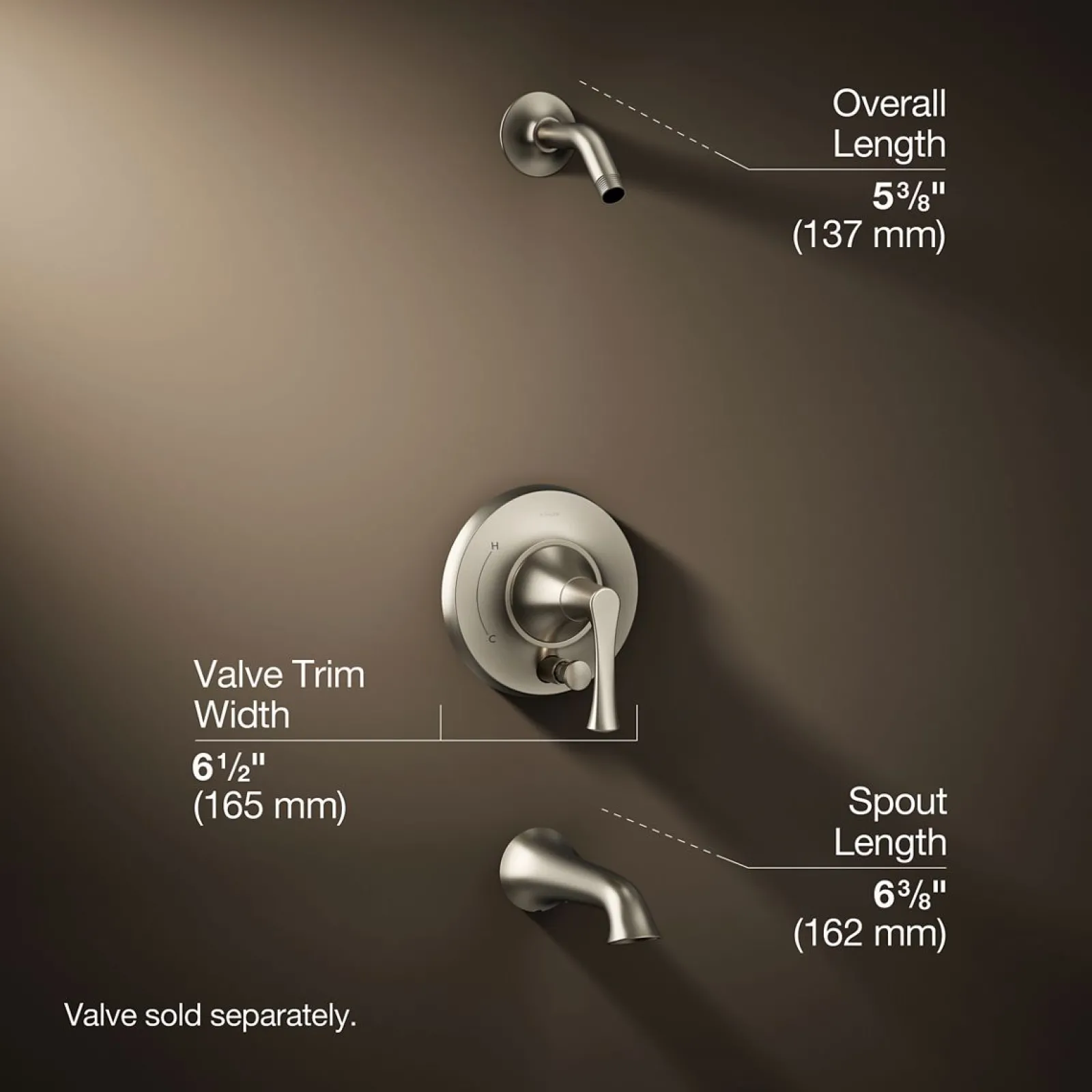 Rite-Temp® bath and shower trim kit with push-button diverter, without showerhead^Kohler Clearance
