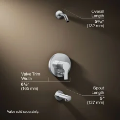 Rite-Temp® bath and shower trim kit with push-button diverter, without showerhead^Kohler
