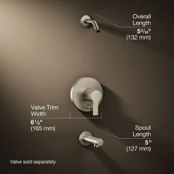 Rite-Temp® bath and shower trim kit with push-button diverter, without showerhead^Kohler