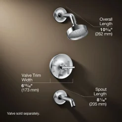 Rite-Temp® bath and shower trim kit with push-button diverter and cross handle, 1.75 gpm^Kohler Outlet