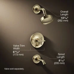 Rite-Temp® bath and shower trim kit with push-button diverter and cross handle, 1.75 gpm^Kohler Outlet