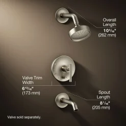 Rite-Temp® bath and shower trim kit with push-button diverter and lever handle, 1.75 gpm^Kohler Best
