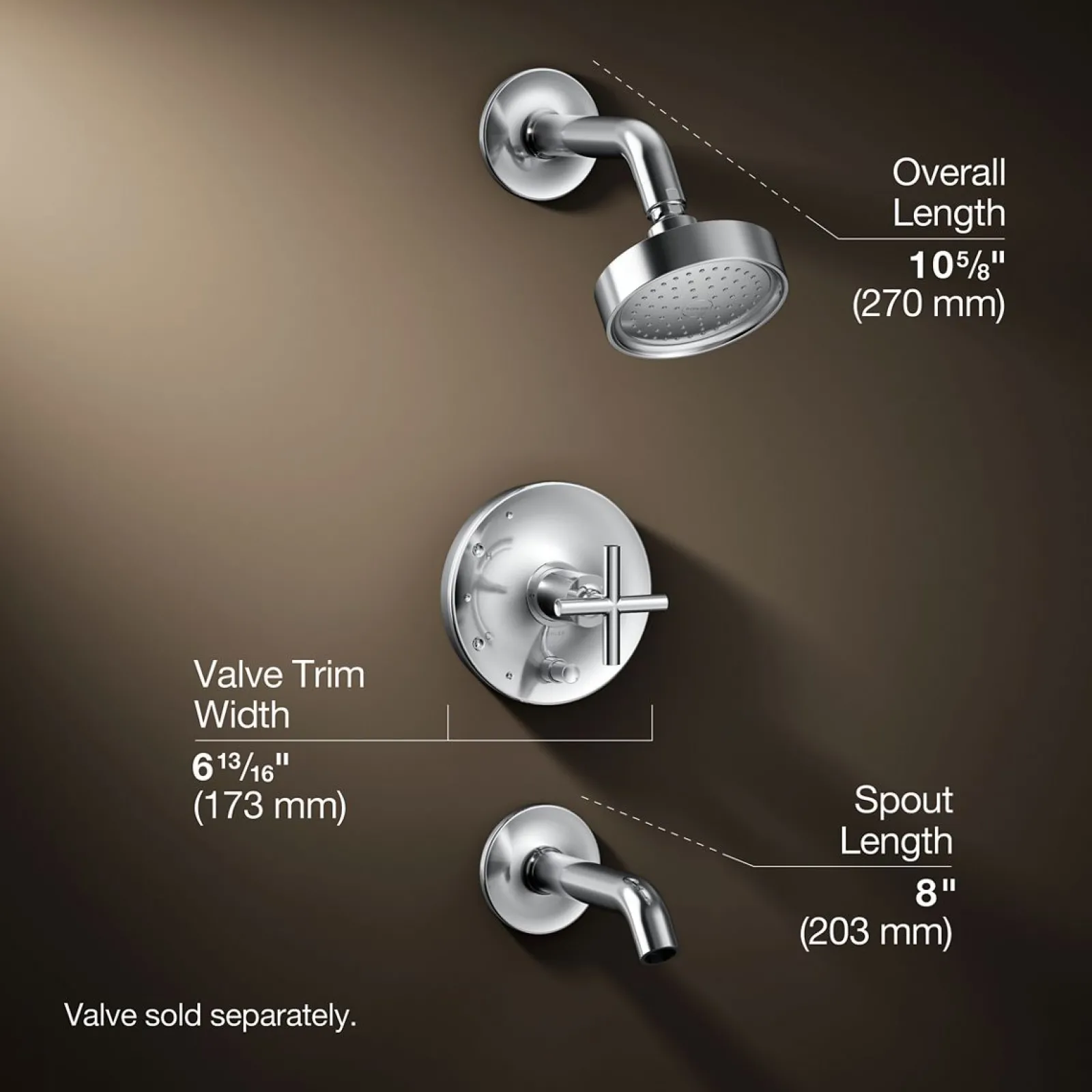 Rite-Temp® bath and shower trim kit with push-button diverter and cross handle, 2.5 gpm^Kohler Best