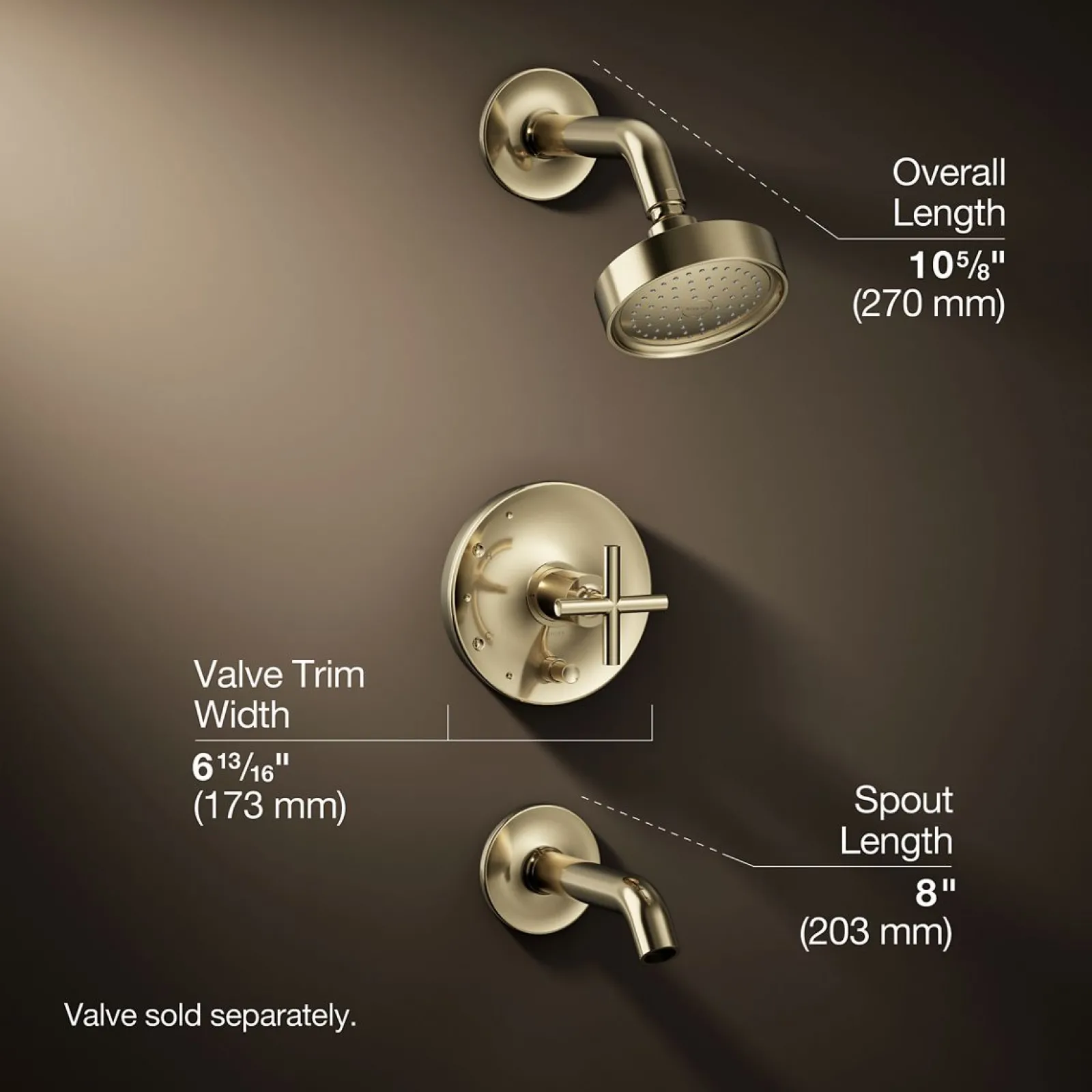 Rite-Temp® bath and shower trim kit with push-button diverter and cross handle, 2.5 gpm^Kohler Best