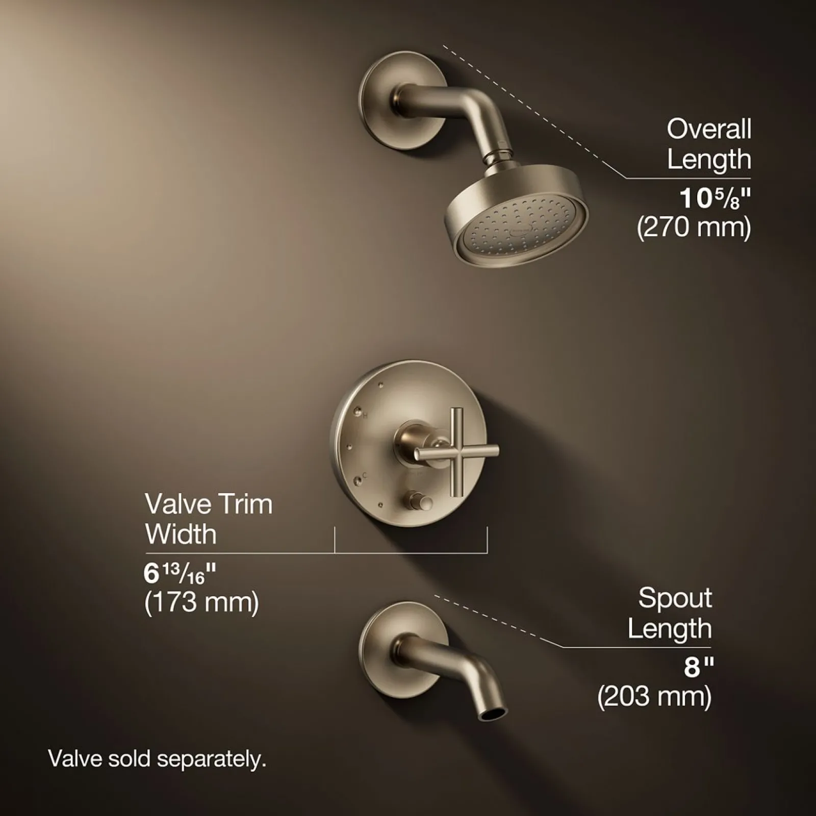Rite-Temp® bath and shower trim kit with push-button diverter and cross handle, 2.5 gpm^Kohler Best