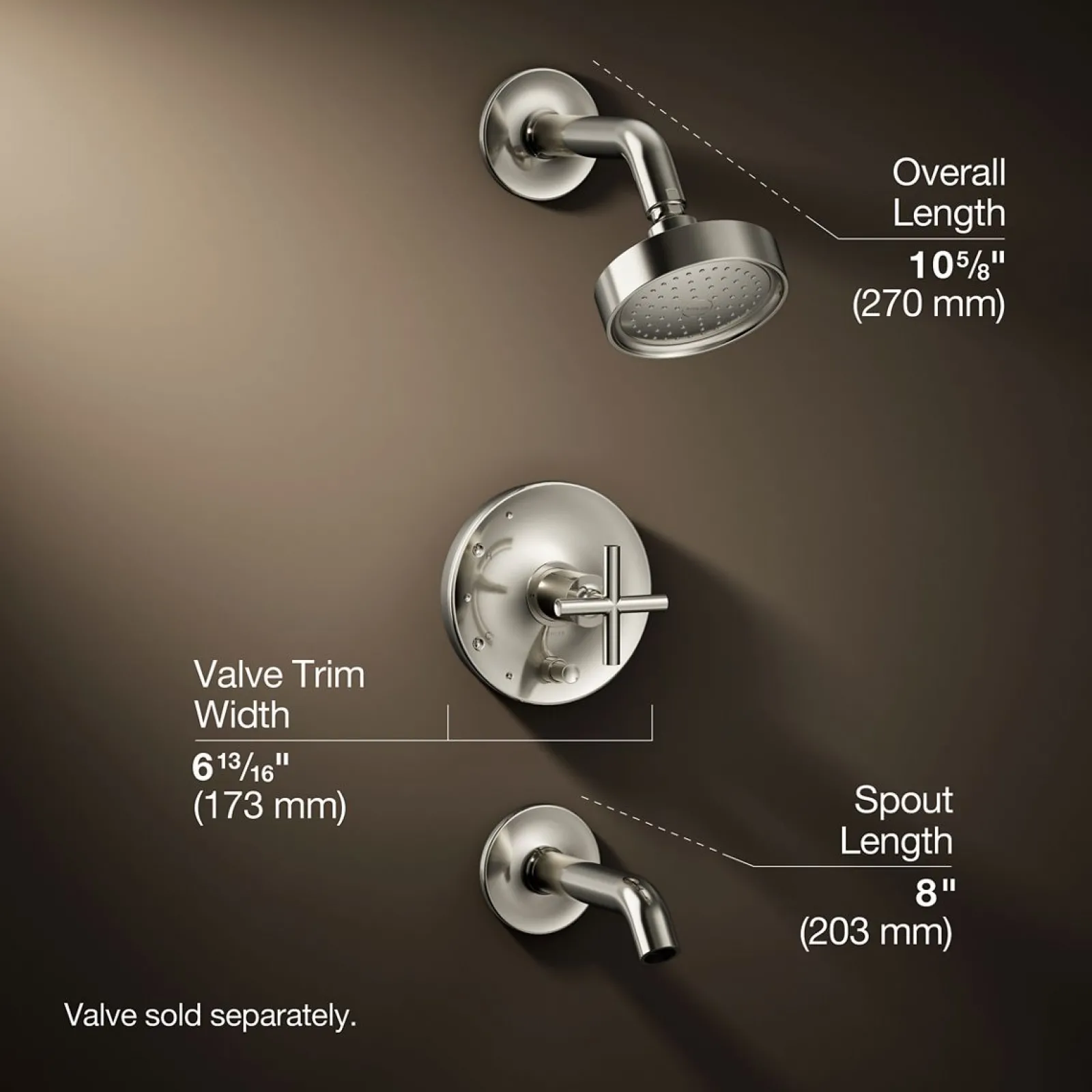 Rite-Temp® bath and shower trim kit with push-button diverter and cross handle, 2.5 gpm^Kohler Best