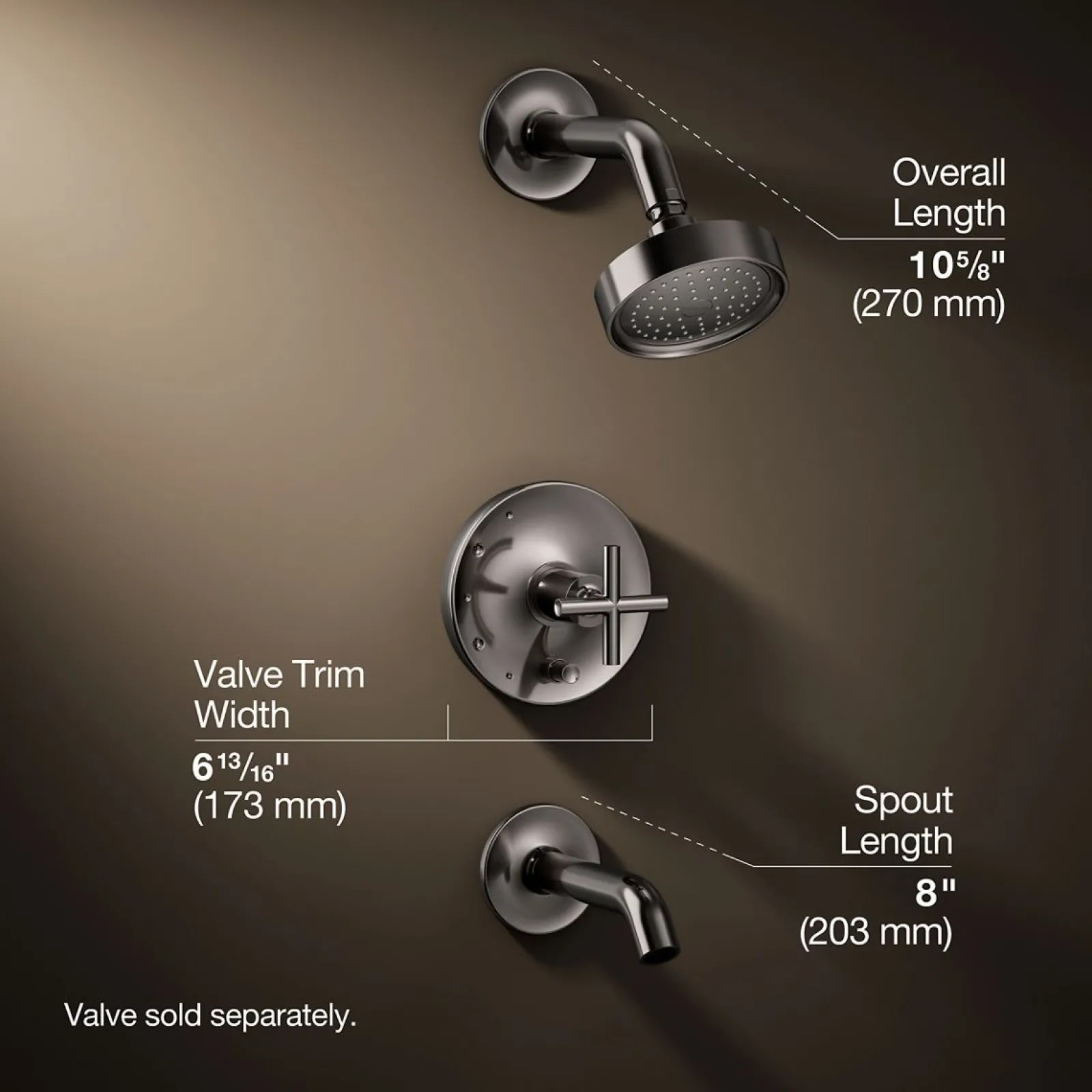 Rite-Temp® bath and shower trim kit with push-button diverter and cross handle, 2.5 gpm^Kohler Best