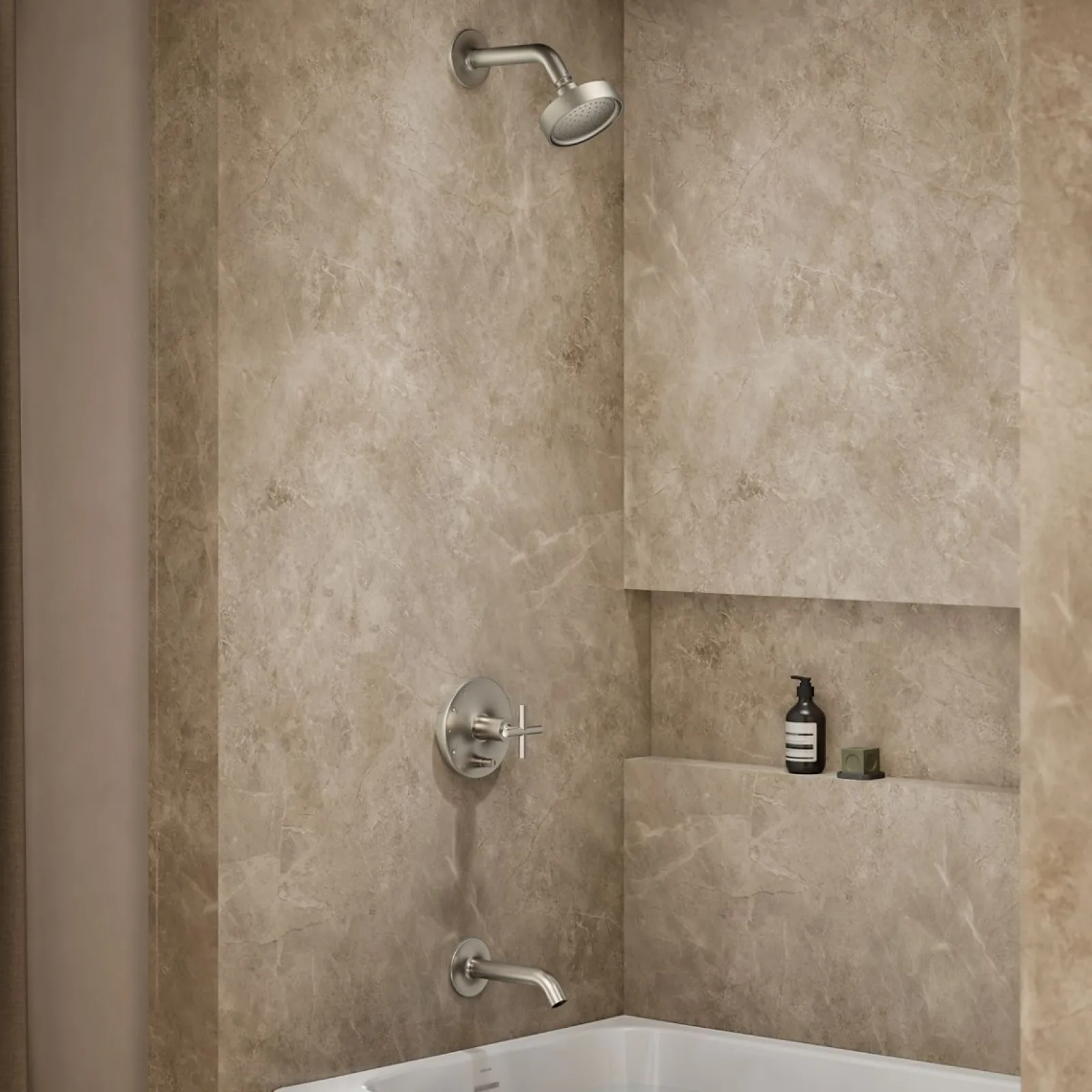 Rite-Temp® bath and shower trim kit with push-button diverter and cross handle, 2.5 gpm^Kohler Best