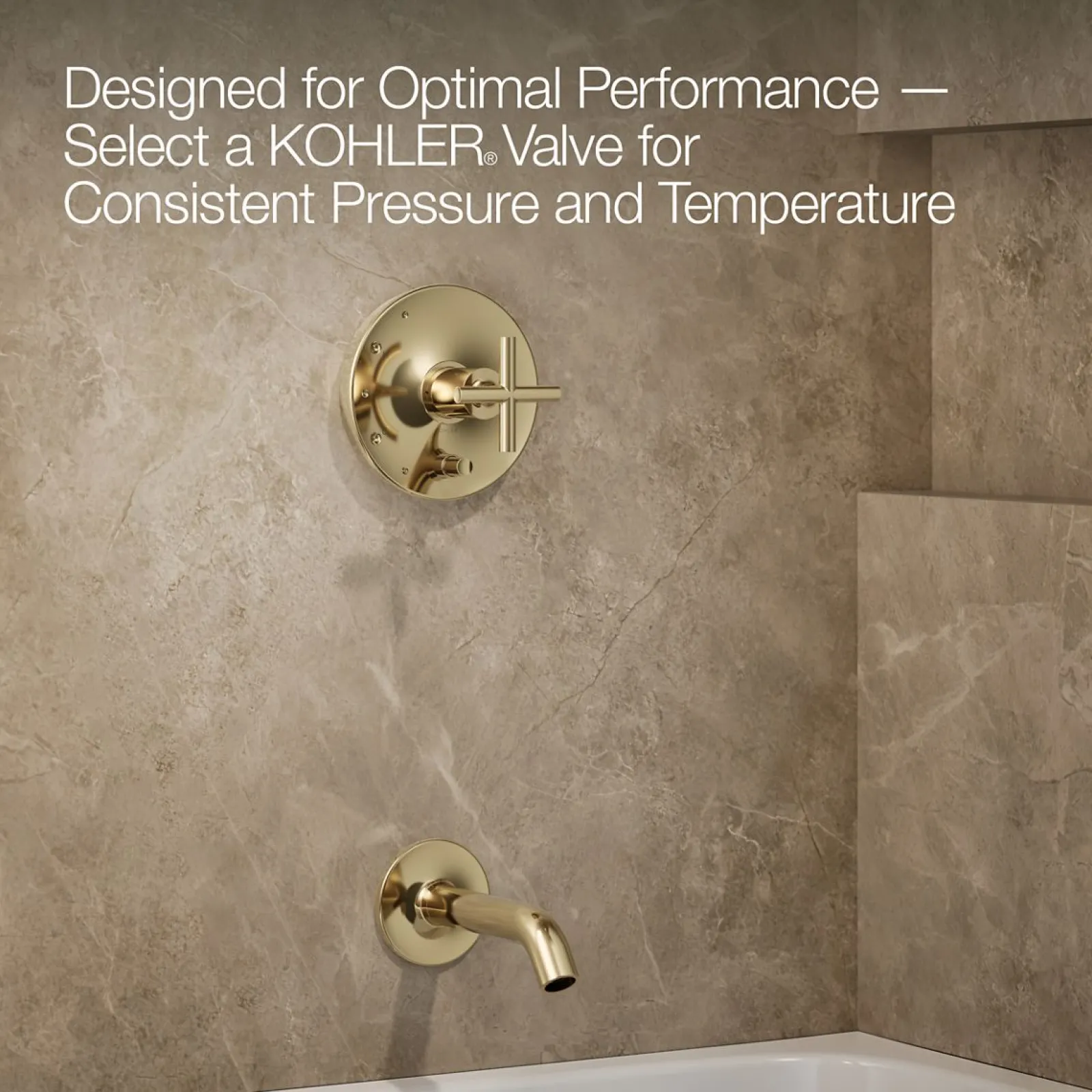 Rite-Temp® bath and shower trim kit with push-button diverter and cross handle, 2.5 gpm^Kohler Best
