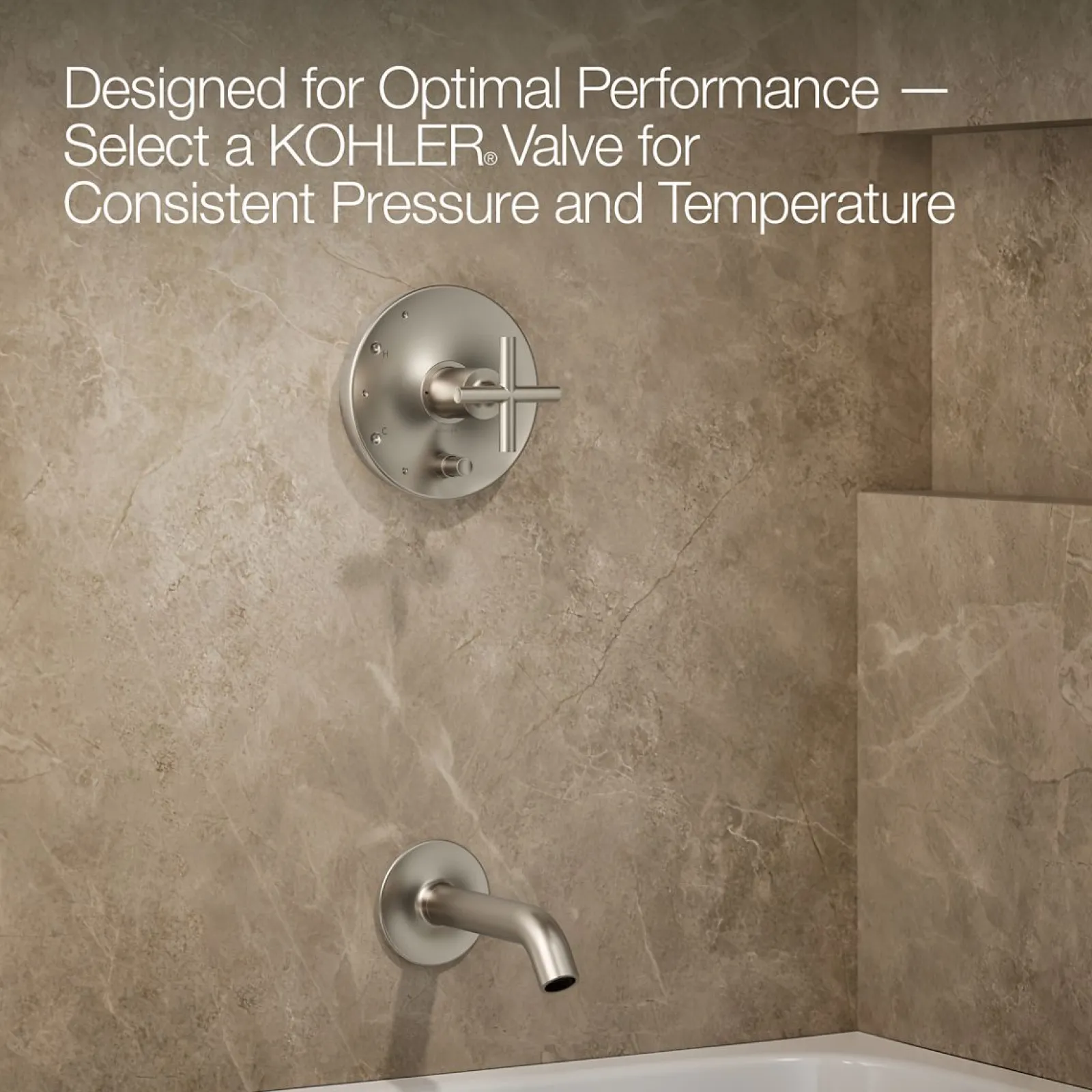 Rite-Temp® bath and shower trim kit with push-button diverter and cross handle, 2.5 gpm^Kohler Best
