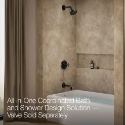 Rite-Temp® bath and shower trim kit with push-button diverter and cross handle, 2.5 gpm^Kohler Hot