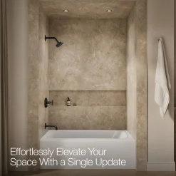 Rite-Temp® bath and shower trim kit with push-button diverter and cross handle, 2.5 gpm^Kohler Hot