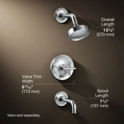 Rite-Temp® bath and shower trim kit with push-button diverter and cross handle, 2.5 gpm^Kohler Hot