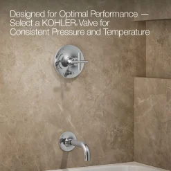 Rite-Temp® bath and shower trim kit with push-button diverter and cross handle, 2.5 gpm^Kohler Hot