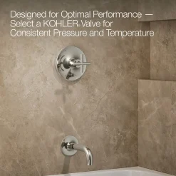 Rite-Temp® bath and shower trim kit with push-button diverter and cross handle, 2.5 gpm^Kohler Hot