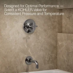 Rite-Temp® bath and shower trim kit with push-button diverter and cross handle, 2.5 gpm^Kohler Hot