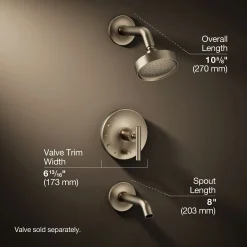 Rite-Temp® bath and shower trim kit with push-button diverter and lever handle, 2.5 gpm^Kohler Best