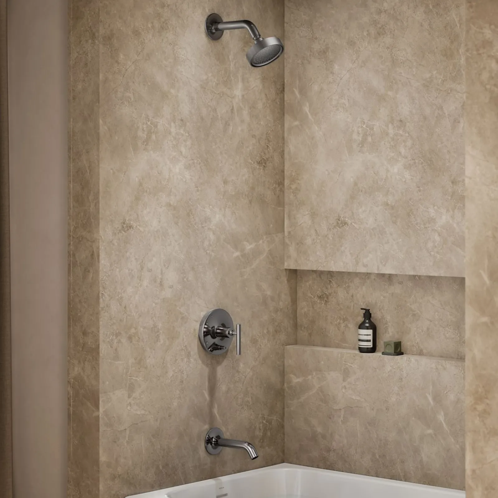 Rite-Temp® bath and shower trim kit with push-button diverter and lever handle, 2.5 gpm^Kohler Best