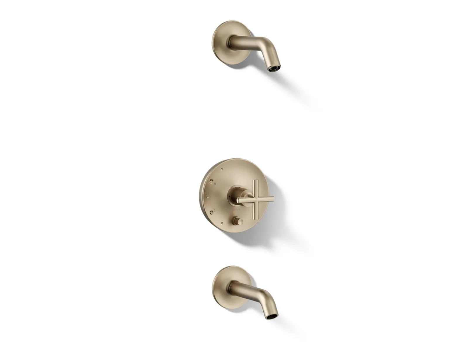 Rite-Temp® bath and shower trim kit with push-button diverter and cross handle, without showerhead^Kohler Clearance