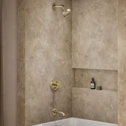 Rite-Temp® bath and shower trim kit with push-button diverter and cross handle, without showerhead^Kohler Clearance