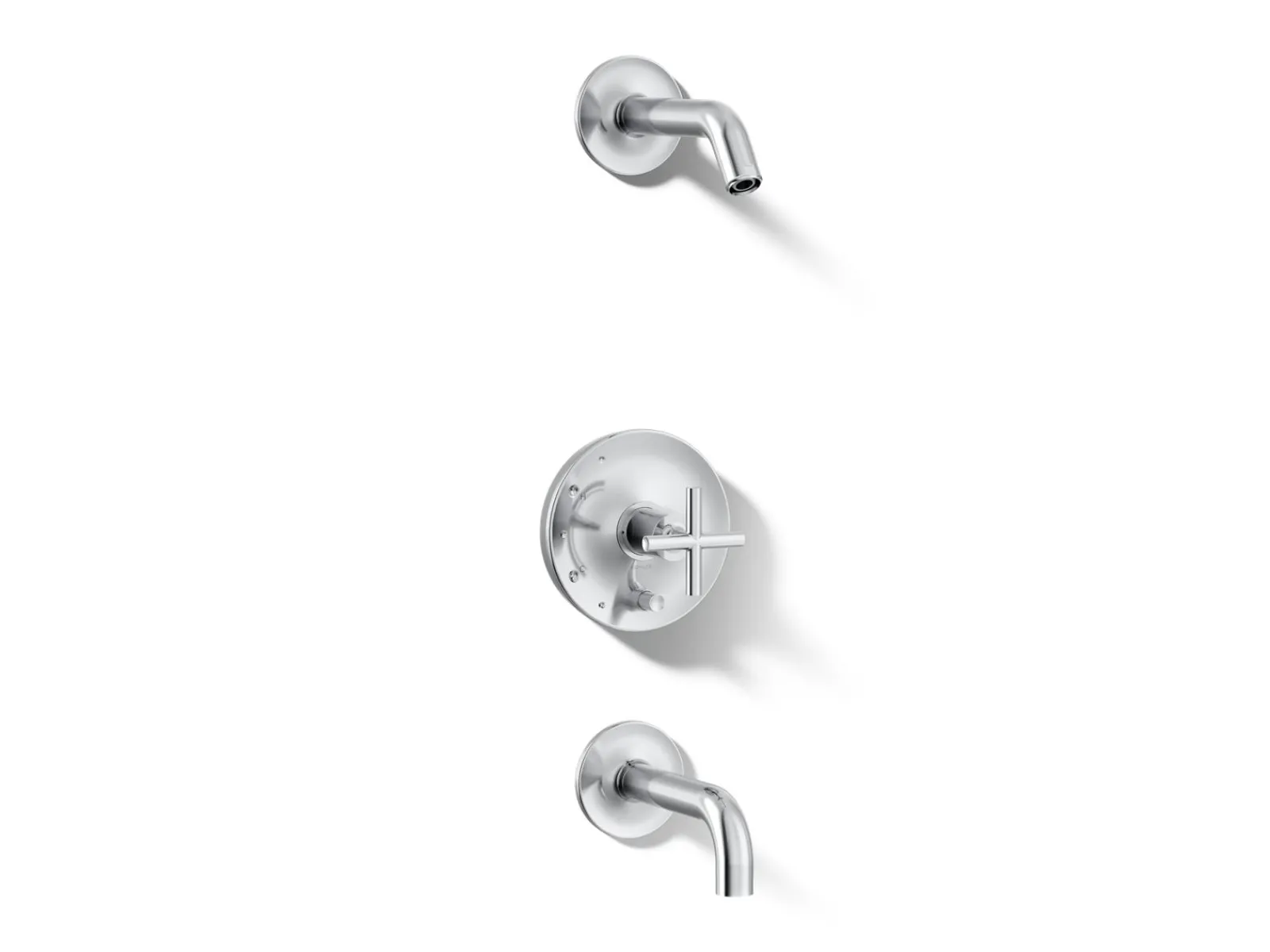Rite-Temp® bath and shower trim kit with push-button diverter and cross handle, without showerhead^Kohler