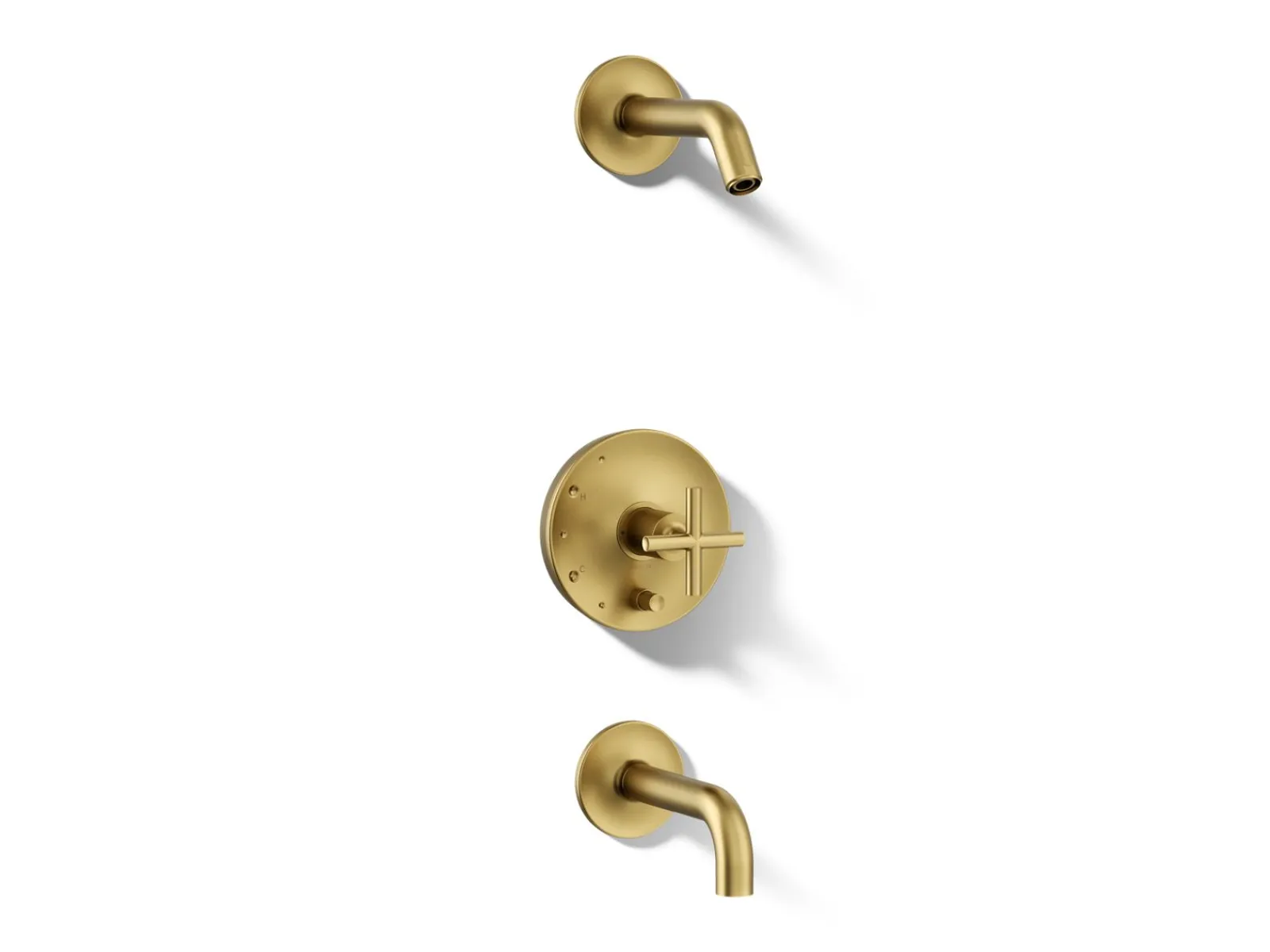 Rite-Temp® bath and shower trim kit with push-button diverter and cross handle, without showerhead^Kohler